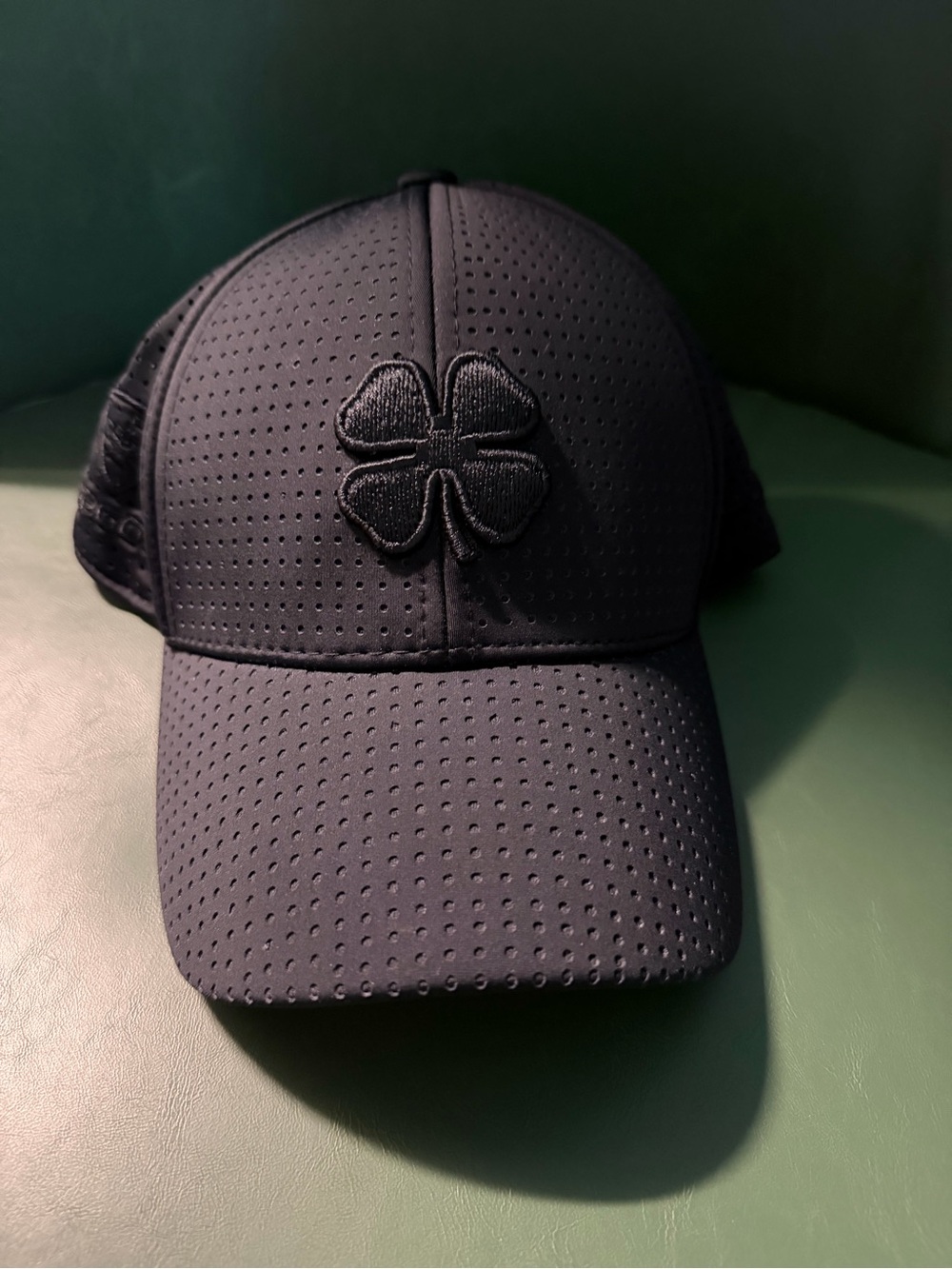 Black Clover Live Lucky Performance Golf Hat Perforated Mesh Black Cap S/M